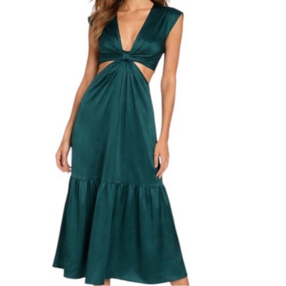 Jason Wu Deep V dress Cutout open waist size XS in Teal Green